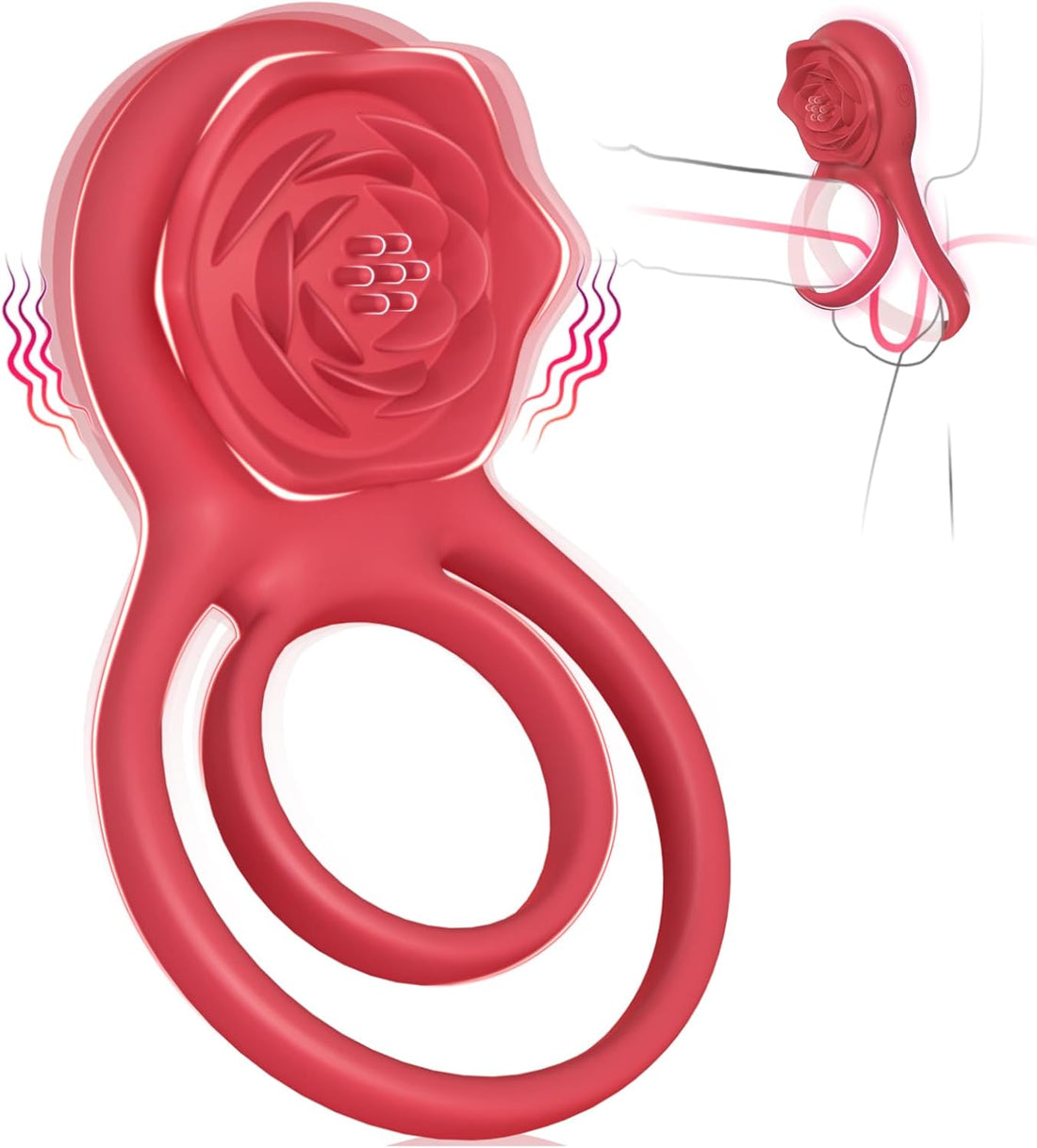 Vibrating Cock Ring with Rose Clitoral Stimulator