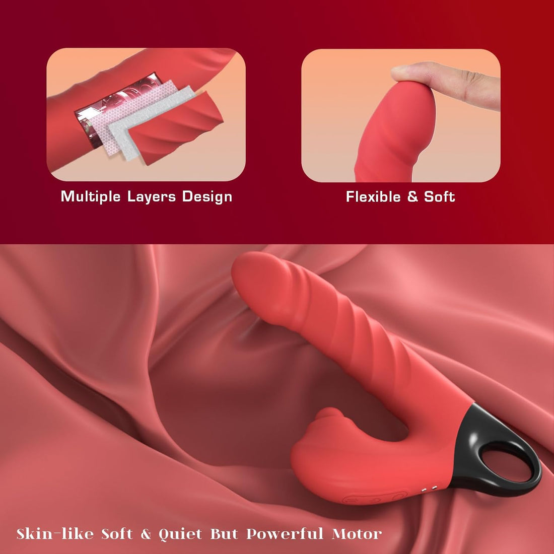 Thrusting Vibrating Dildo, 3 in 1 Female G Spot Vibrator