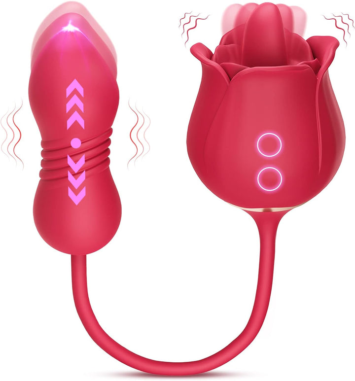 Sex Toys Rose Vibrator Dildo - MOOLIGIRL 4IN1 Adult Sex Toys