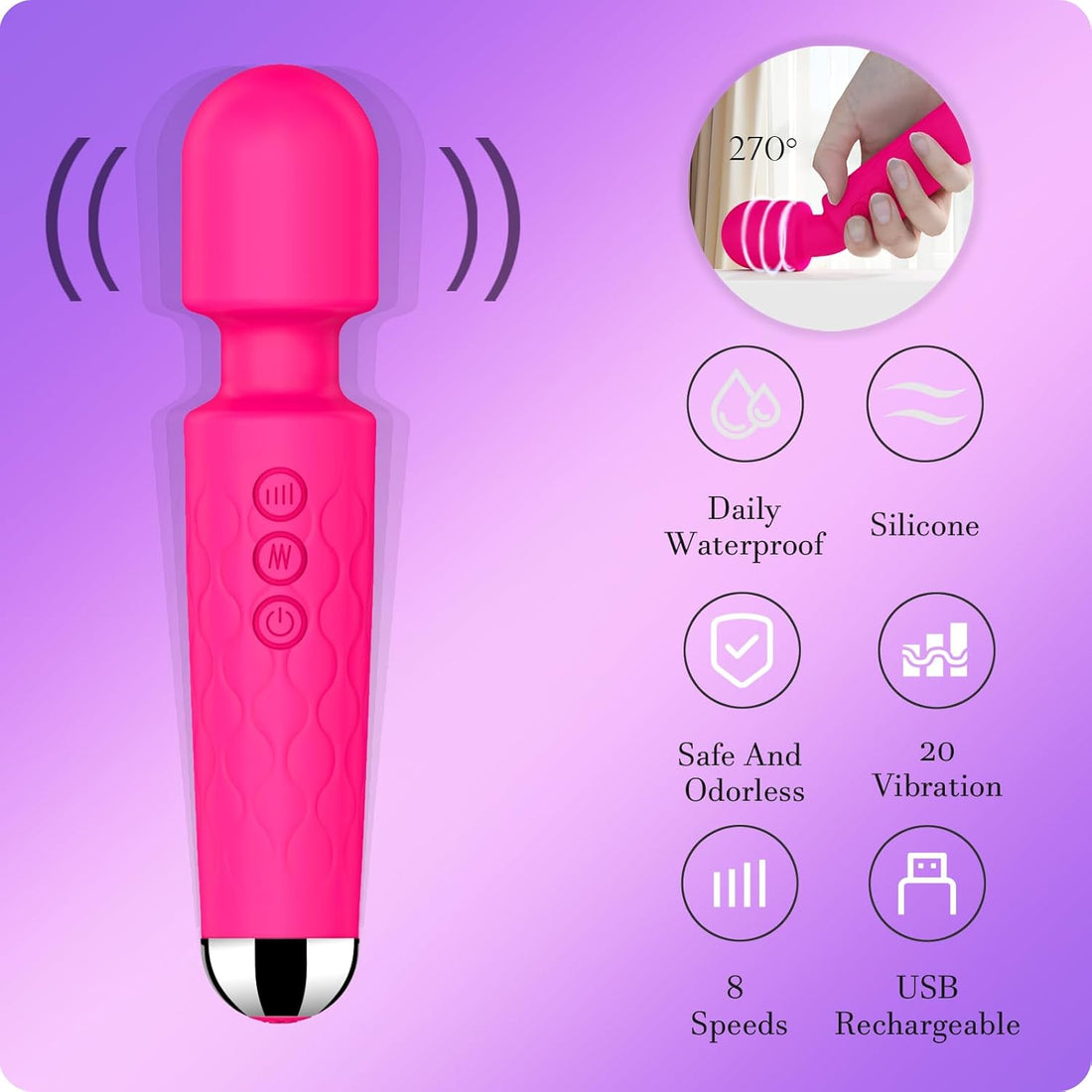 Vibrator Wand,Adult Sex Toy Wand, G Spot Dildo, Clit Vibrator