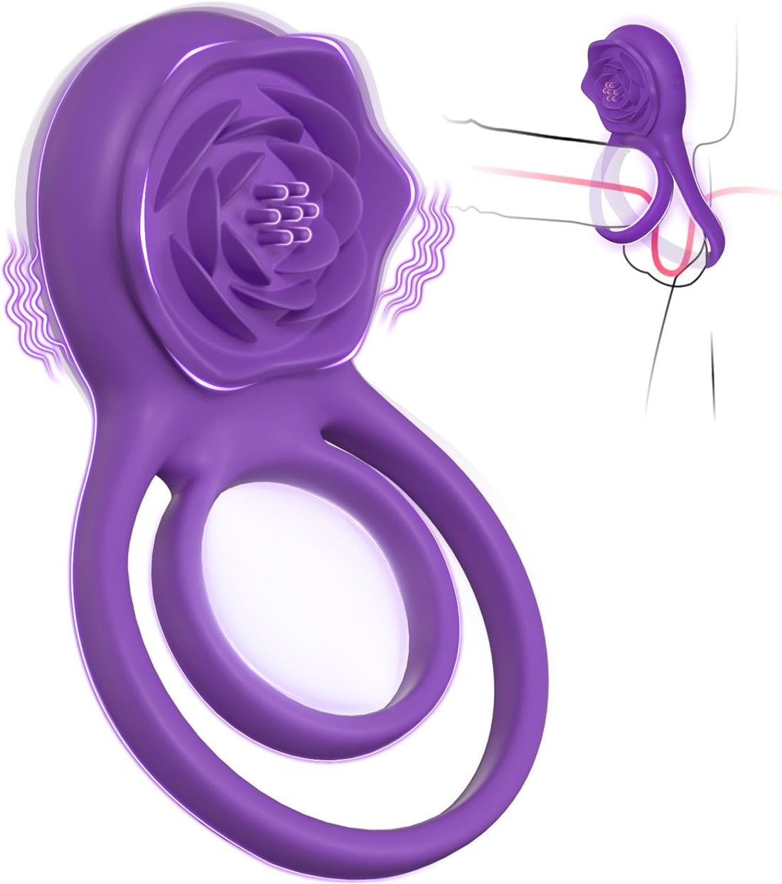 Vibrating Cock Ring with Rose Clitoral Stimulator