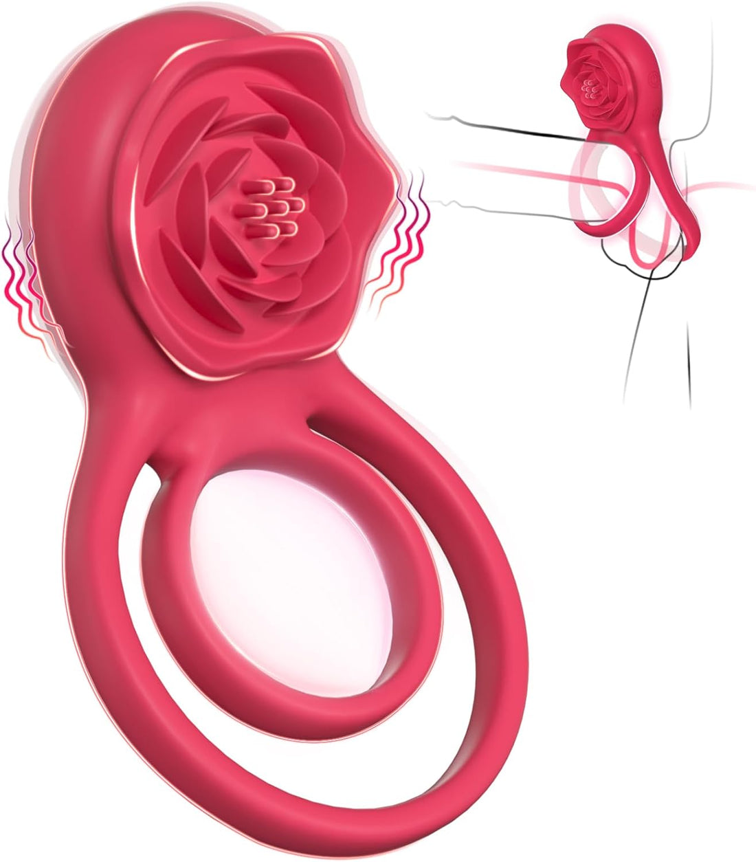 Vibrating Cock Ring with Rose Clitoral Stimulator