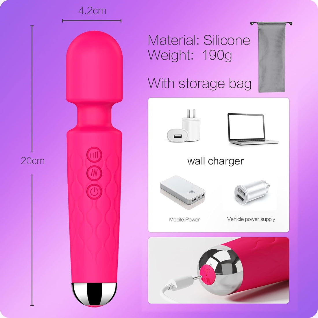 Vibrator Wand,Adult Sex Toy Wand, G Spot Dildo, Clit Vibrator