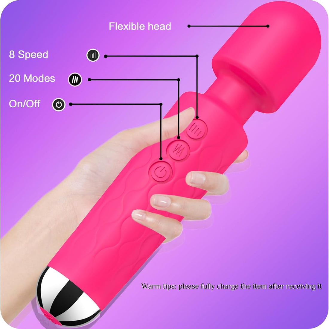 Vibrator Wand,Adult Sex Toy Wand, G Spot Dildo, Clit Vibrator