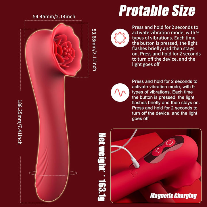 2 in 1 Tapping Rose Vibrator Dildo for Female Couple