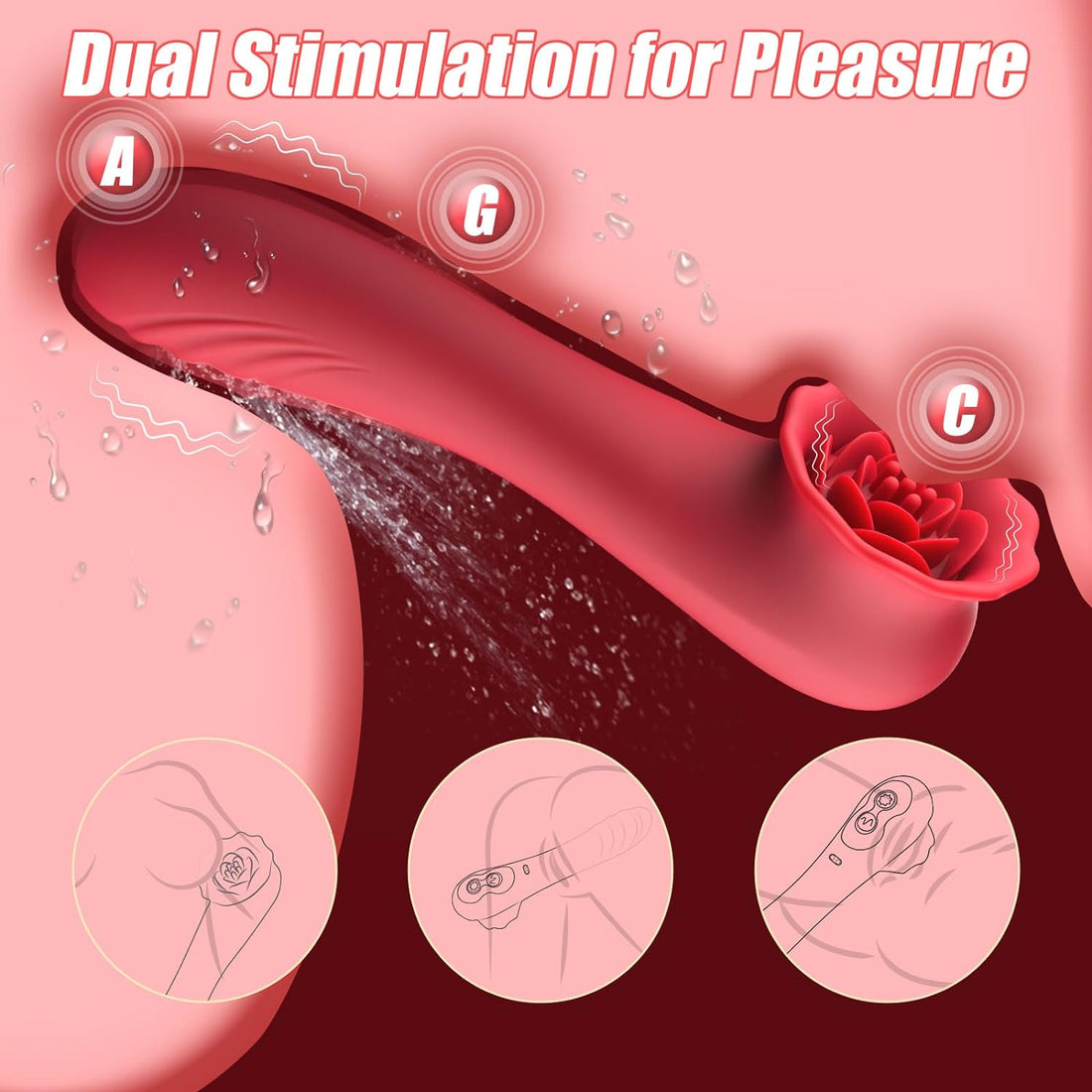 2 in 1 Tapping Rose Vibrator Dildo for Female Couple