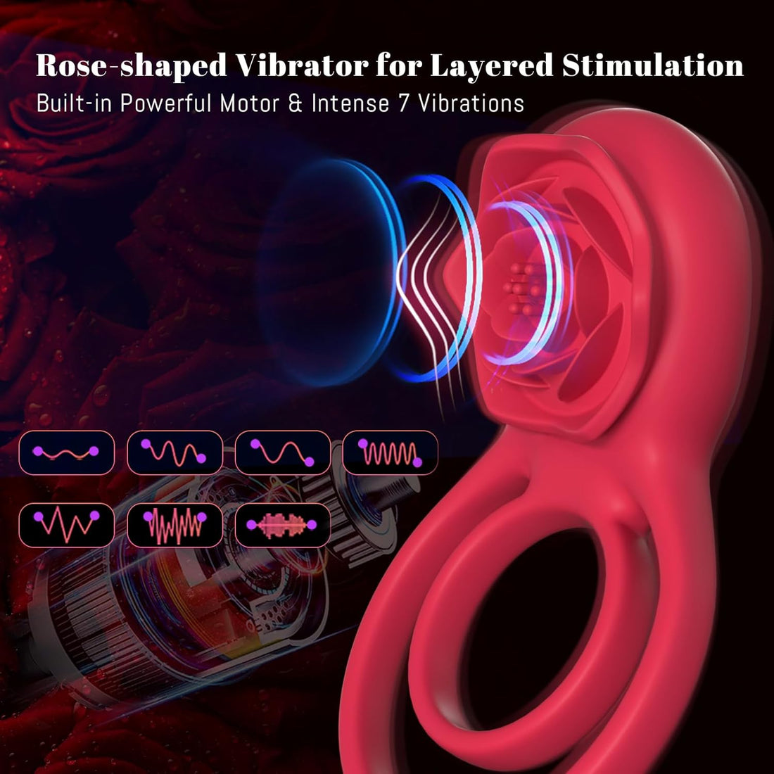 Vibrating Cock Ring with Rose Clitoral Stimulator