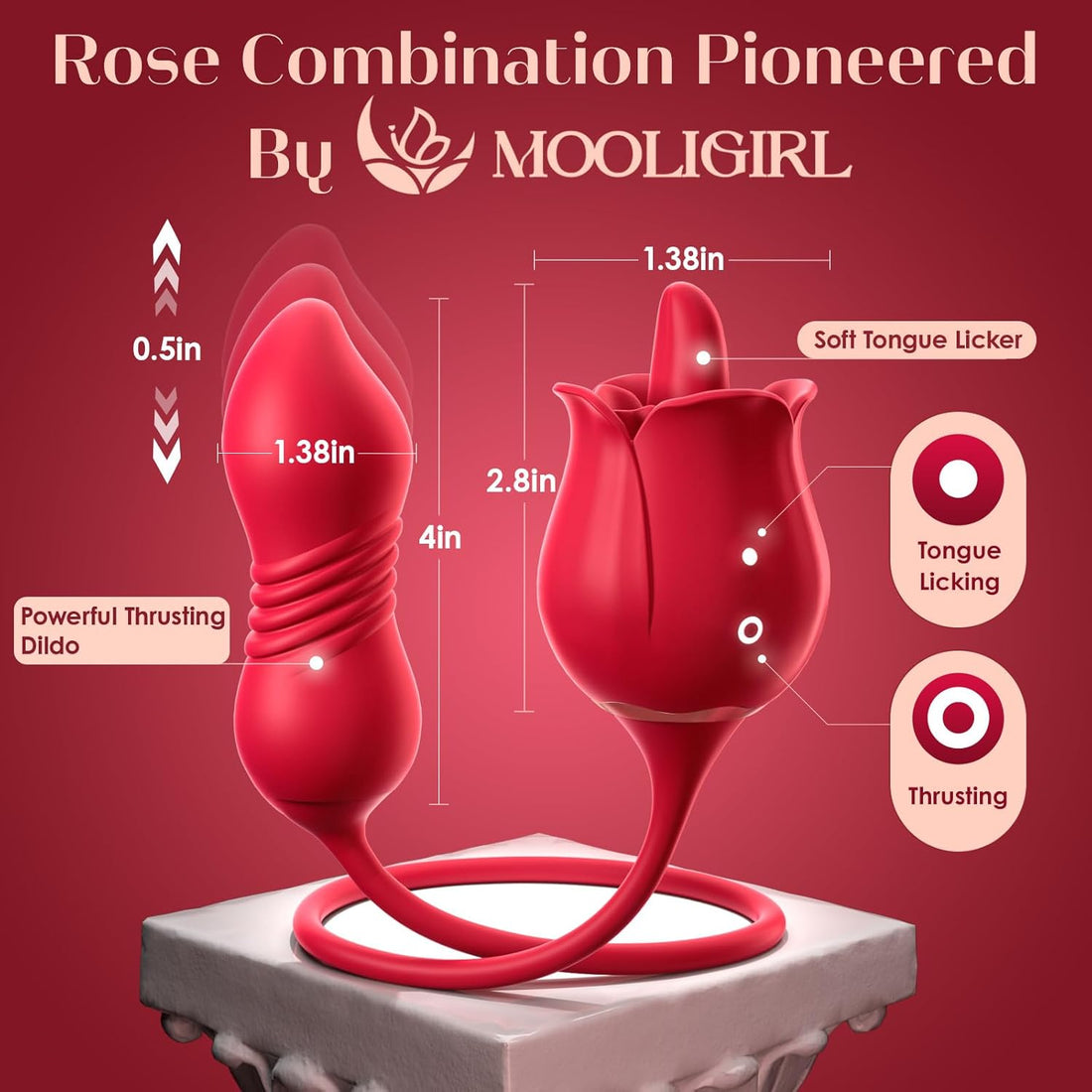 Sex Toys Rose Vibrator Dildo - MOOLIGIRL 4IN1 Adult Sex Toys