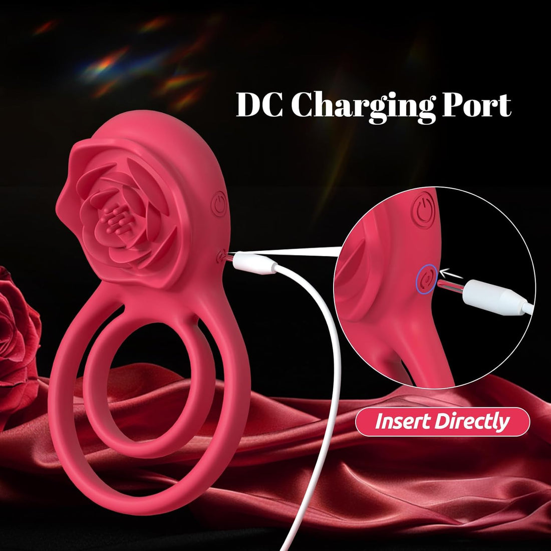 Vibrating Cock Ring with Rose Clitoral Stimulator